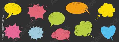Collection crayon talk speech balloon frame doodle vector. Hand drawn crayon doodle speech cloud bubble set. Chalk texture sketch text talk cloud balloon frame background.