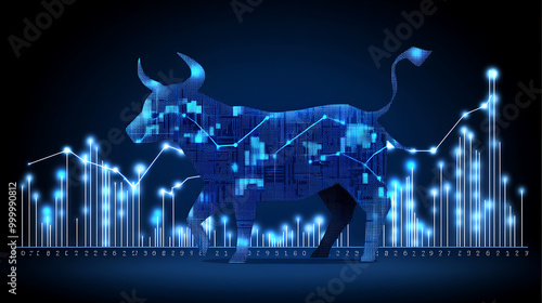 Bull market concept with rising stocks and growth 