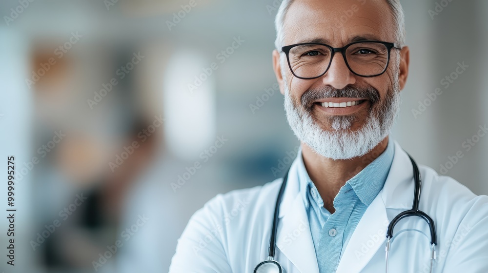 An elderly doctor with white hair and a stethoscope around his neck stands in a professional setting, possibly a hospital or clinic, with a blurred background. An elderly doctor with white hair and a stethoscope around his neck stands in a professional setting, possibly a hospital or clinic, with a blurred background.