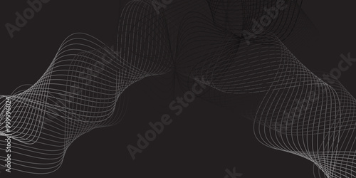 Dark deep black dynamic abstract wave line vector background with diagonal lines, black and white, Artistic geometric line with colorful gradient background. perspectives of geometric abstraction.
