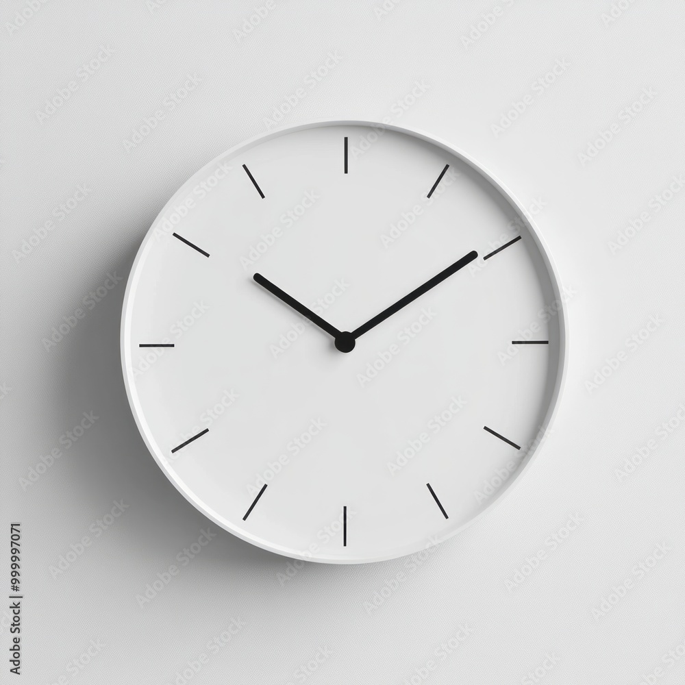 Minimalist White Clock on White Wall - Simple Timepiece Design Minimalist White Clock on White Wall - Simple Timepiece Design