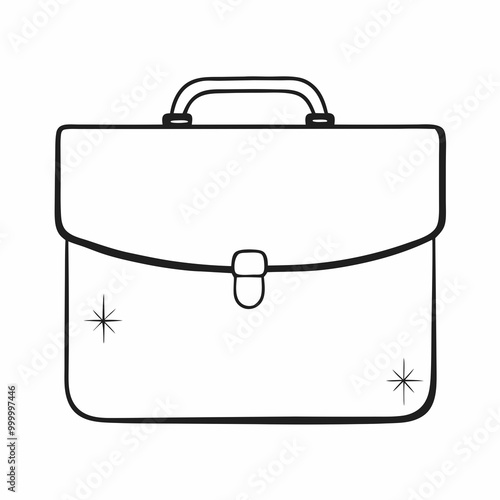 Briefcase icon, business and finance symbol, black and red line art