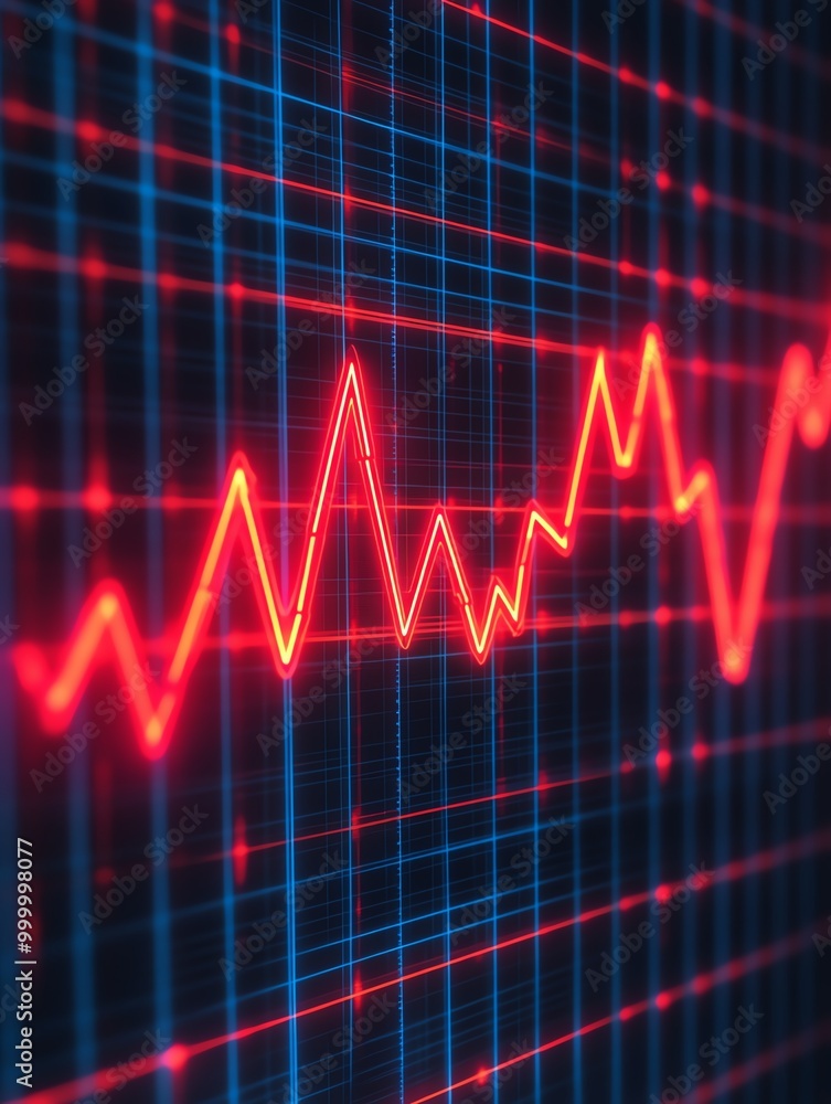 Dynamic red and blue graph line representing data trends and analytics in a digital format for financial or tech applications. Dynamic red and blue graph line representing data trends and analytics in a digital format for financial or tech applications.