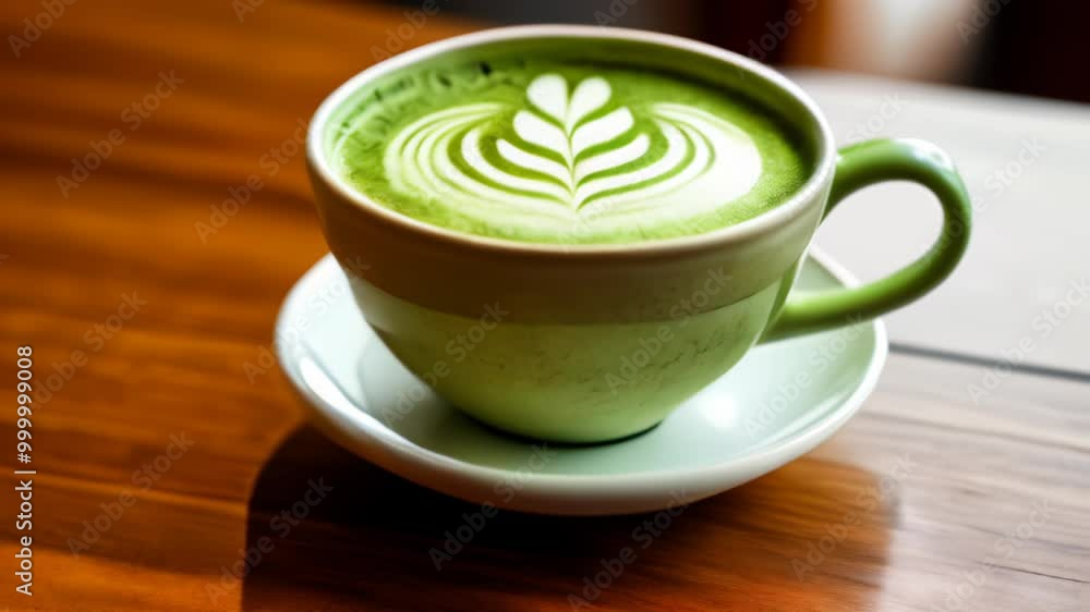 A moment of tranquility with a latte art masterpiece A moment of tranquility with a latte art masterpiece