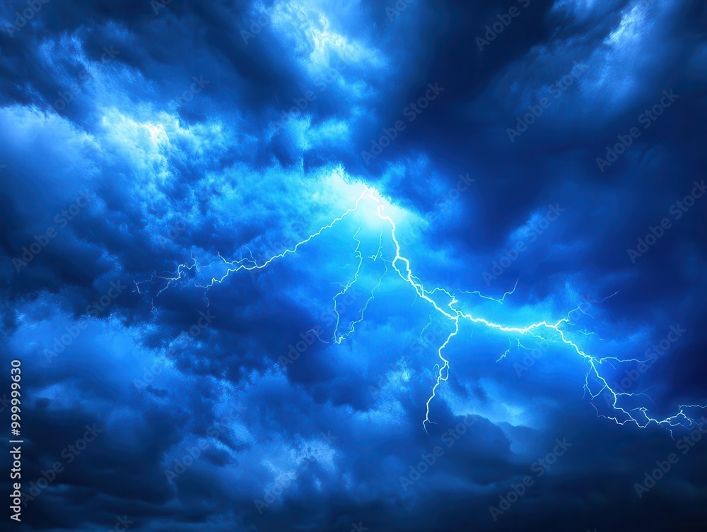 Dramatic lightning bolt illuminating stormy night sky. Electric blue streaks against ominous dark clouds. Raw power of nature captured in single, electrifying moment. Dramatic lightning bolt illuminating stormy night sky. Electric blue streaks against ominous dark clouds. Raw power of nature captured in single, electrifying moment.
