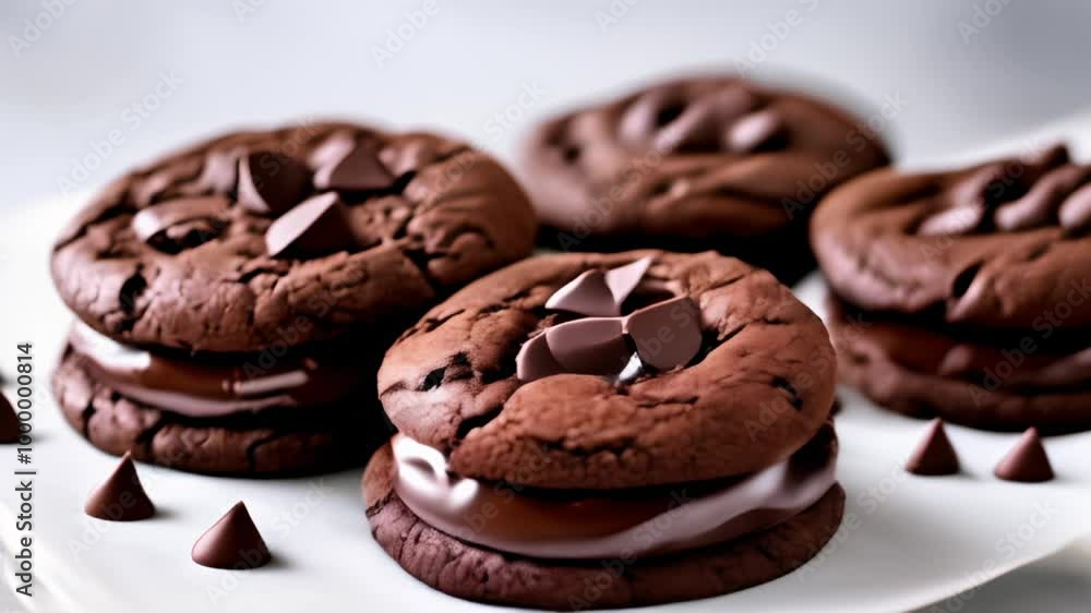 Chocolate cookie sandwiches with a sweet surprise inside Chocolate cookie sandwiches with a sweet surprise inside