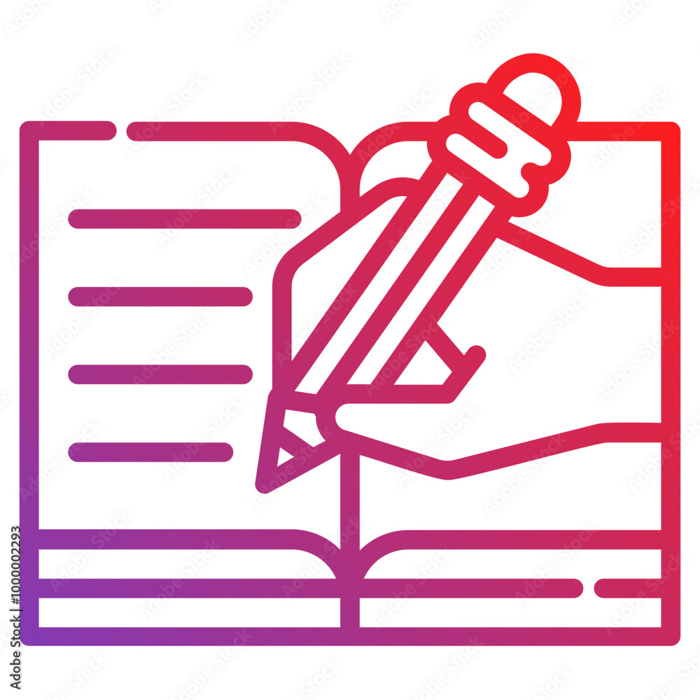 handwriting book. vector single icon with a dashed line gradient style. suitable for any purpose. for example: website design, mobile app design, logo, etc. handwriting book. vector single icon with a dashed line gradient style. suitable for any purpose. for example: website design, mobile app design, logo, etc.