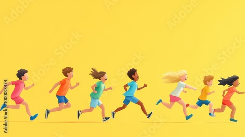 Children Racing to the Finish Line in Fun Event