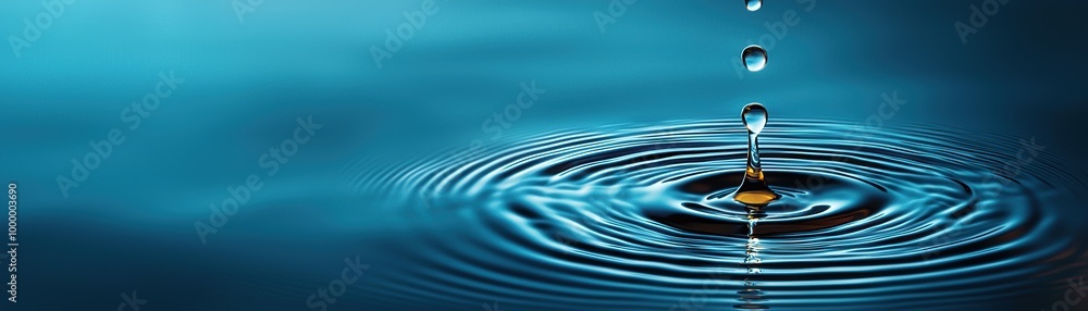 single water droplet creates ripples in serene blue pool, capturing essence of tranquility and fluidity. gentle waves reflect light beautifully, enhancing calming atmosphere. single water droplet creates ripples in serene blue pool, capturing essence of tranquility and fluidity. gentle waves reflect light beautifully, enhancing calming atmosphere.