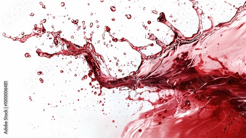 Red wine splash texture over white background