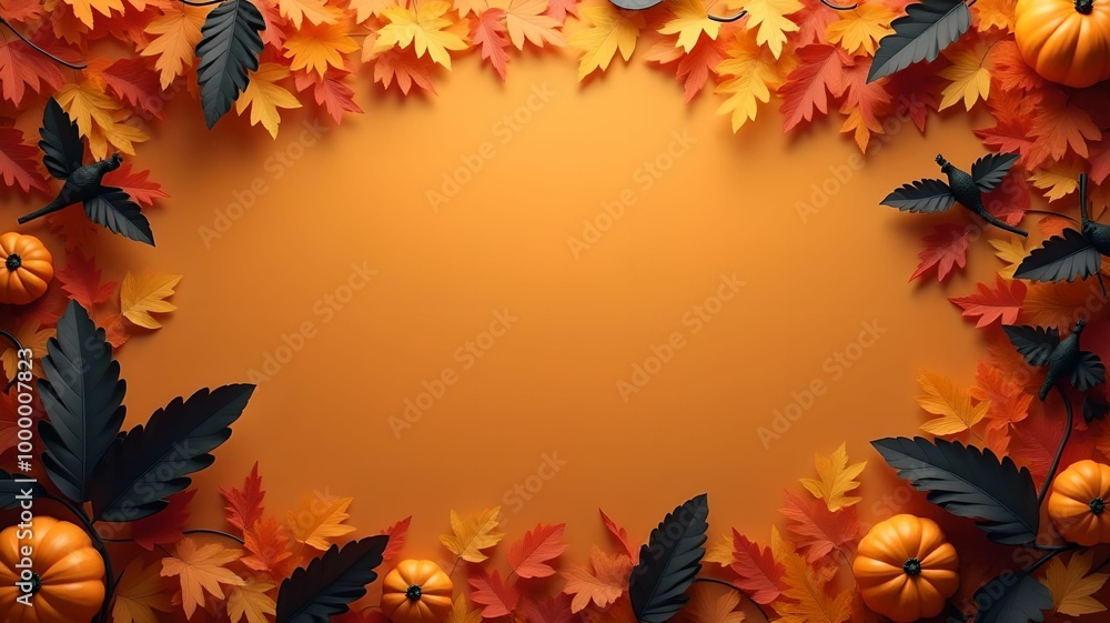 Thanksgiving banner, Halloween decoration, background, empty space in the center, place for text. Thanksgiving banner, Halloween decoration, background, empty space in the center, place for text.