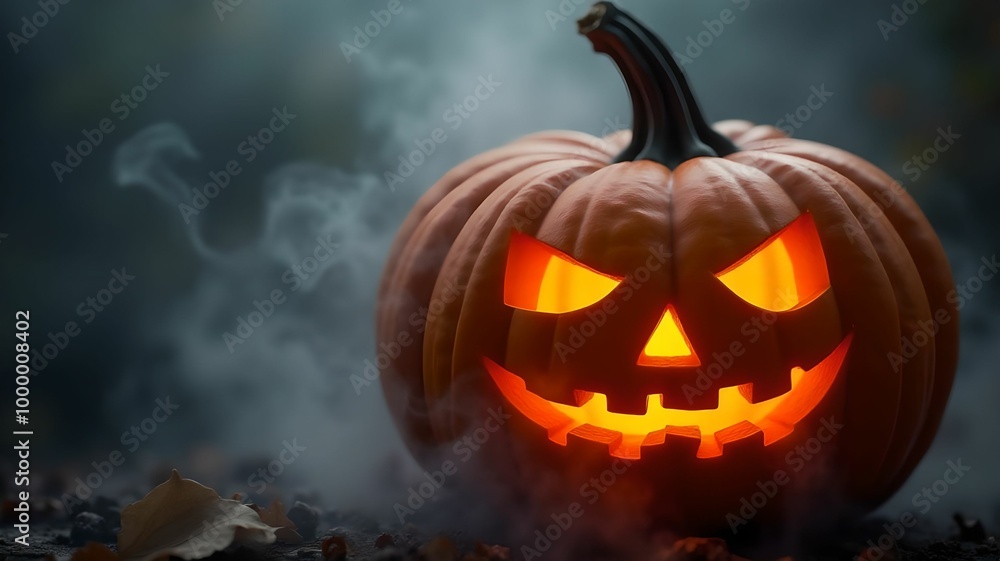 Close-Up of Jack o' Lantern in Misty Smoke Close-Up of Jack o' Lantern in Misty Smoke