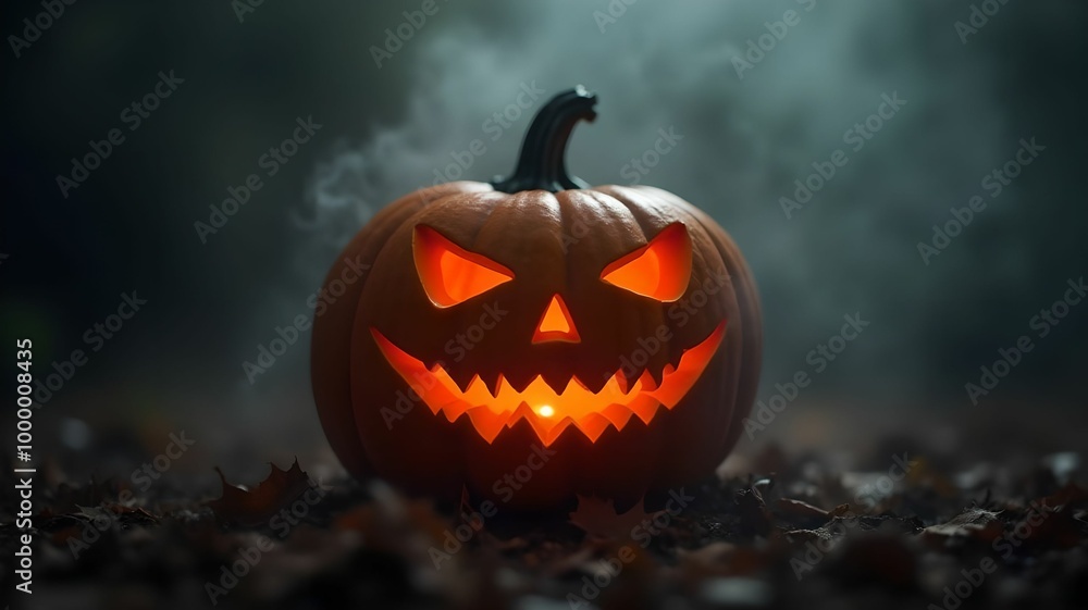 Close-Up of Jack o' Lantern in Misty Smoke Close-Up of Jack o' Lantern in Misty Smoke