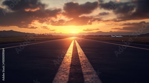 A serene sunset illuminates a quiet road, creating a tranquil atmosphere that invites reflection and adventure.