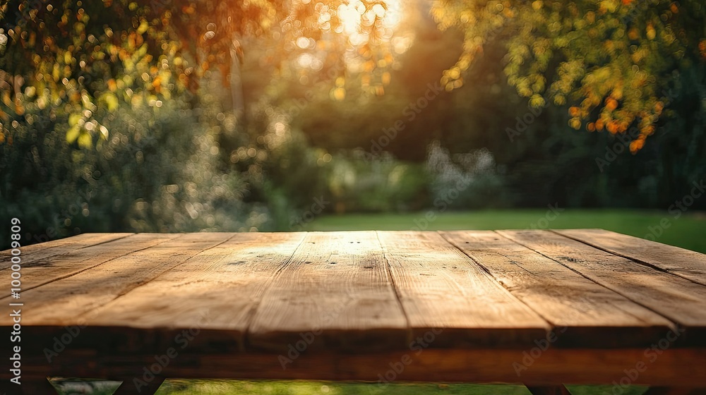 A rustic wooden table in an outdoor setting, surrounded by nature, with ample room for text. A rustic wooden table in an outdoor setting, surrounded by nature, with ample room for text.