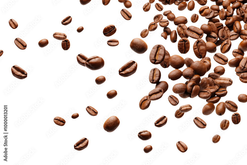 Flying falling coffee beans on TRANSPARENT PNG Flying falling coffee beans on TRANSPARENT PNG