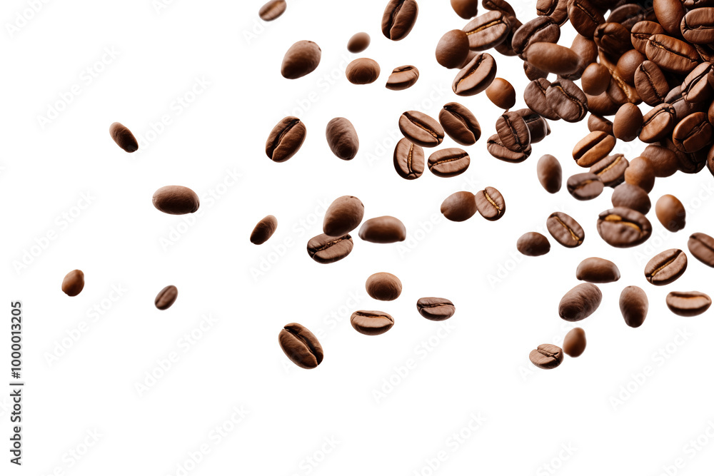 Flying falling coffee beans on TRANSPARENT PNG Flying falling coffee beans on TRANSPARENT PNG