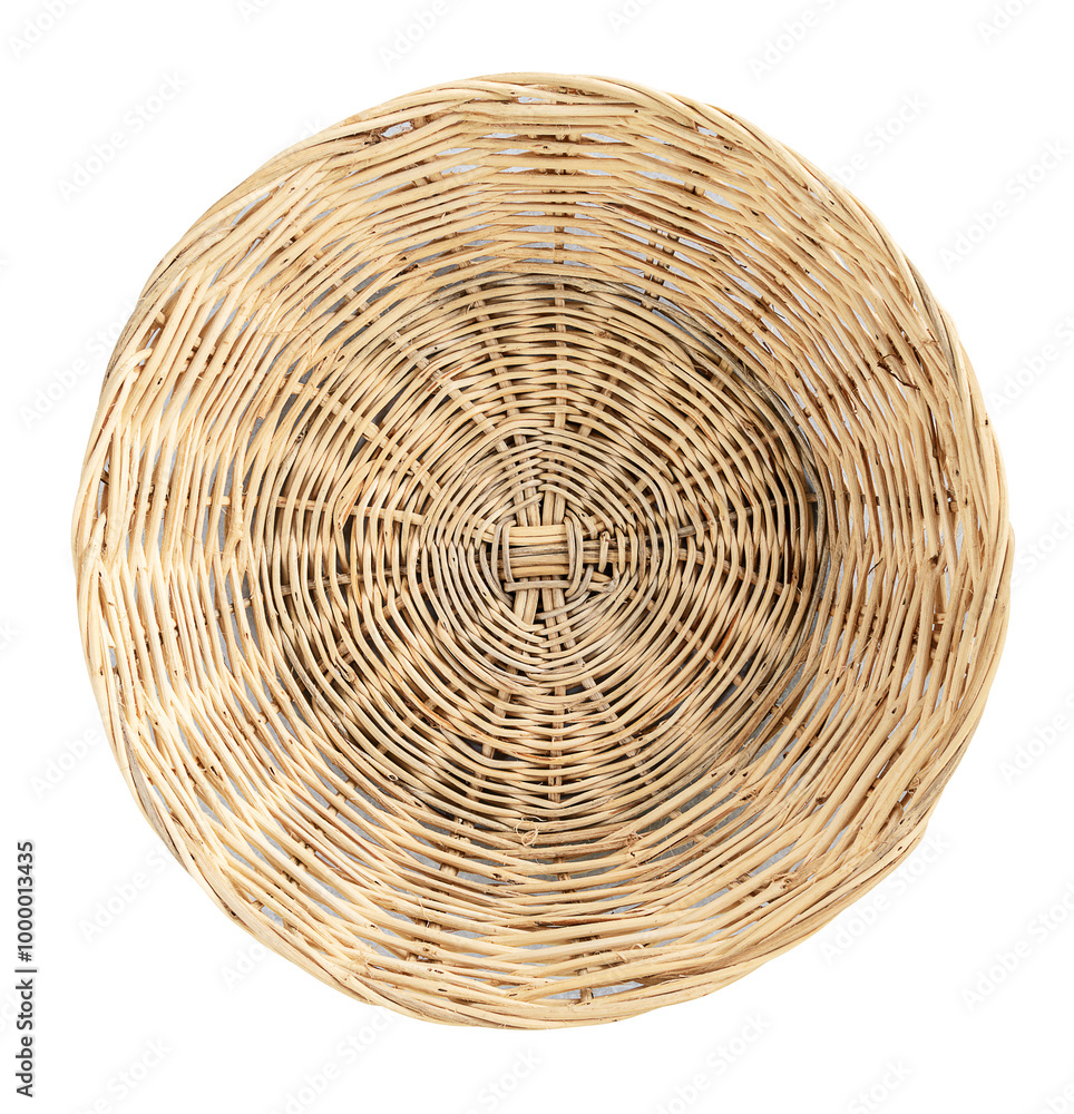 Fototapeta premium Top view circle brown wicker basket