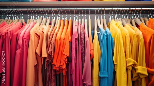 Wallpaper Mural Vibrant Clothing Rack Displaying a Rainbow of Fashion Choices in a Retail Store Torontodigital.ca