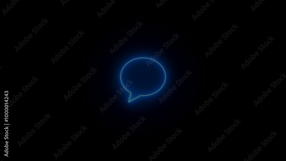 Blue Wave of particles. Neon chat message icon chat speech bubble, social media message Blue Wave of particles. Neon chat message icon chat speech bubble, social media message