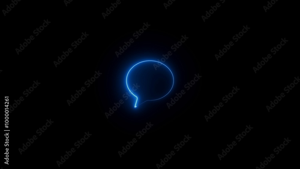 Blue Wave of particles. Neon chat message icon chat speech bubble, social media message Blue Wave of particles. Neon chat message icon chat speech bubble, social media message