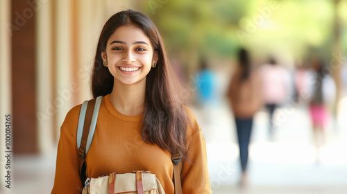 indian college girl at college campus photo