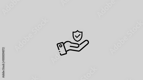 Insurance hand icon in line style. Policyholder protection icon. Editable stroke. Isolated. Vector illustration