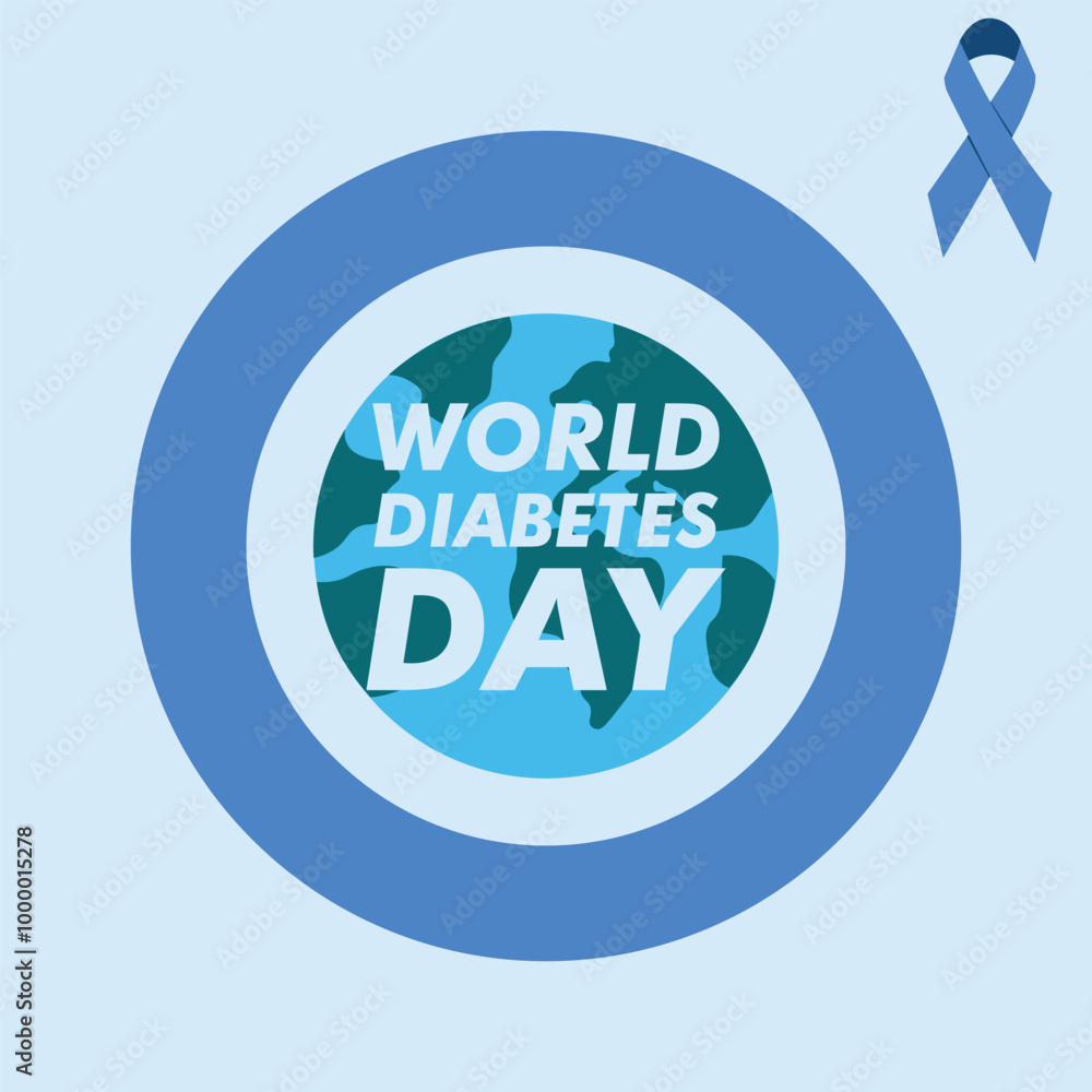 world diabetes day with blue ribbon design vector world diabetes day with blue ribbon design vector