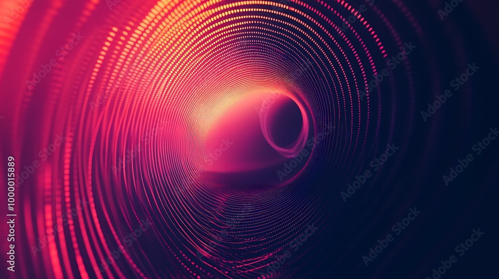 Abstract tunnel made of glowing particles in red, pink and orange colors. Abstract tunnel made of glowing particles in red, pink and orange colors.
