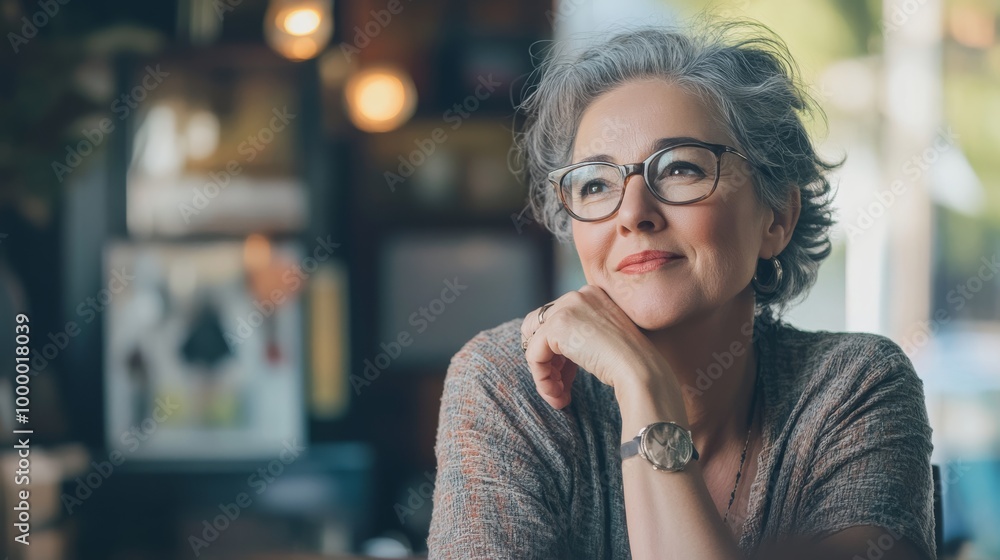 A thoughtful older woman with glasses sits in a cozy, warm environment, reflecting on life with a serene expression. A thoughtful older woman with glasses sits in a cozy, warm environment, reflecting on life with a serene expression.
