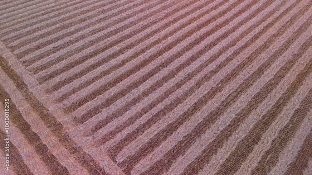 Aerial view from a drone of harvested grain fields in the surroundings of the town of Carrascal in the province of Zamora. Castilla y Leon. Spain. Europe Aerial view from a drone of harvested grain fields in the surroundings of the town of Carrascal in the province of Zamora. Castilla y Leon. Spain. Europe