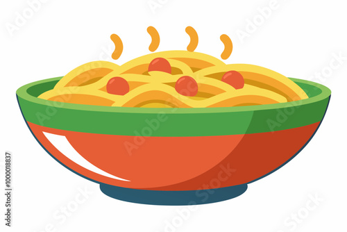 chop stick in pasta bowl vector color 