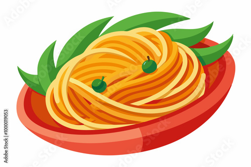 chop stick in pasta bowl vector color 