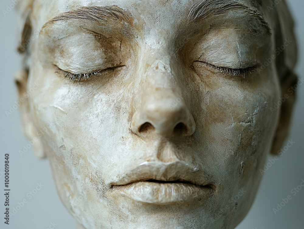Close-up Portrait Sculpture of a Human Face with Eyes Closed Close-up Portrait Sculpture of a Human Face with Eyes Closed