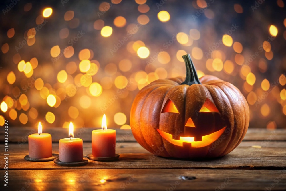 Fototapeta premium Halloween pumpkin with candles