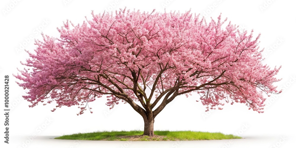 Obraz premium Isolated spring tree with pink blossoms on white background macro