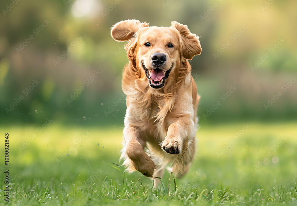 A pet dog running on the grass A pet dog running on the grass