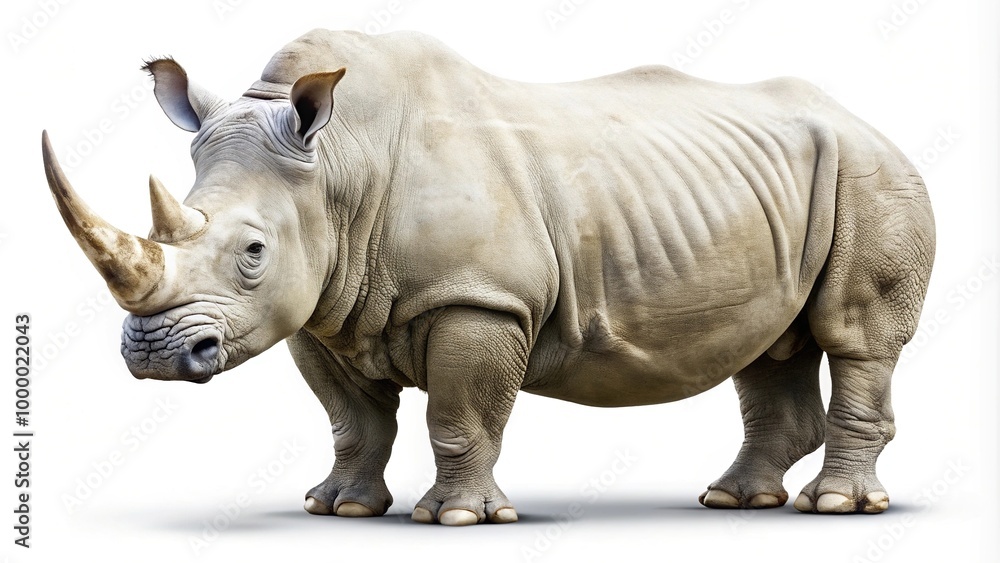 Isolated white rhino on white background, symmetrical Isolated white rhino on white background, symmetrical