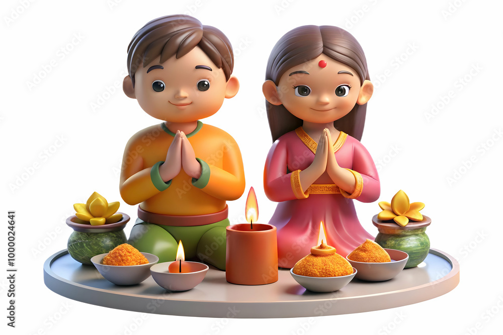 Vibrant Bhai Dooj Celebration: Glossy Background of Siblings Interacting Surrounded by Glowing Diyas and Festive Decorations in Photo Stock Vibrant Bhai Dooj Celebration: Glossy Background of Siblings Interacting Surrounded by Glowing Diyas and Festive Decorations in Photo Stock