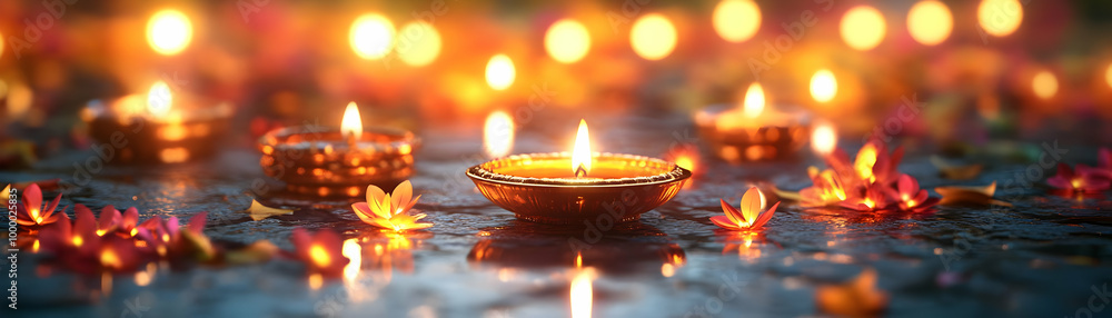 Glossy Bhai Dooj Background with Vibrant Festival Lights - Shiny and Festive Setting for Celebrations | Stock Photo Concept Glossy Bhai Dooj Background with Vibrant Festival Lights - Shiny and Festive Setting for Celebrations | Stock Photo Concept