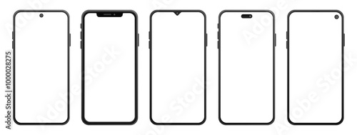 smartphone mockup white screen. mobile phone vector Isolated on White Background. device UI UX mockup. phone front views. Vector illustration