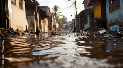 Flooded street in a developing country.