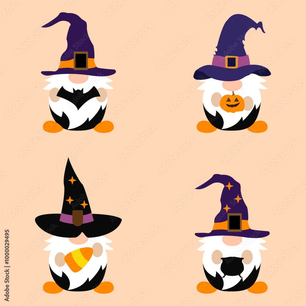 Halloween Gnomes in Witch Hats Halloween Gnomes in Witch Hats
