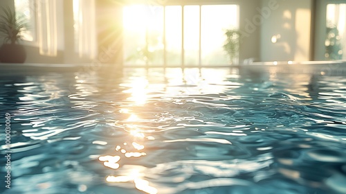 Serene Water Surface with Sunlight Reflection