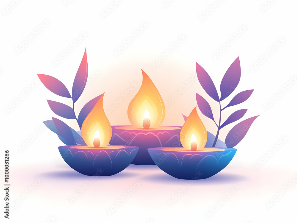 Flat Smart Light Bulb with Glowing Bhai Dooj Diyas - Minimalist Vector Illustration on White Background for Creative Projects Flat Smart Light Bulb with Glowing Bhai Dooj Diyas - Minimalist Vector Illustration on White Background for Creative Projects