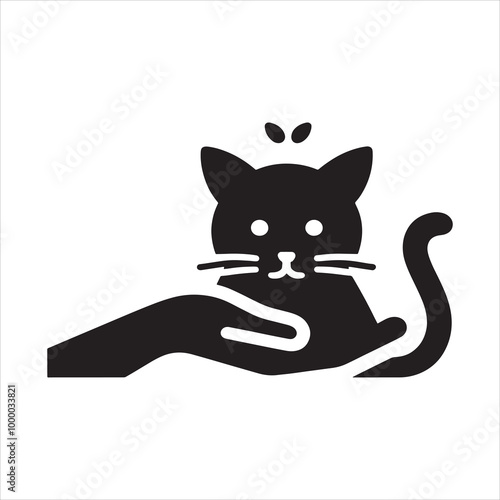 Cat lounging in a relaxed pose, playful yet calm pet illustration in a simple silhouette style vector design