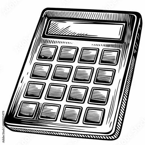 Hand Drawn Vintage Calculator Illustration for Finance and Education