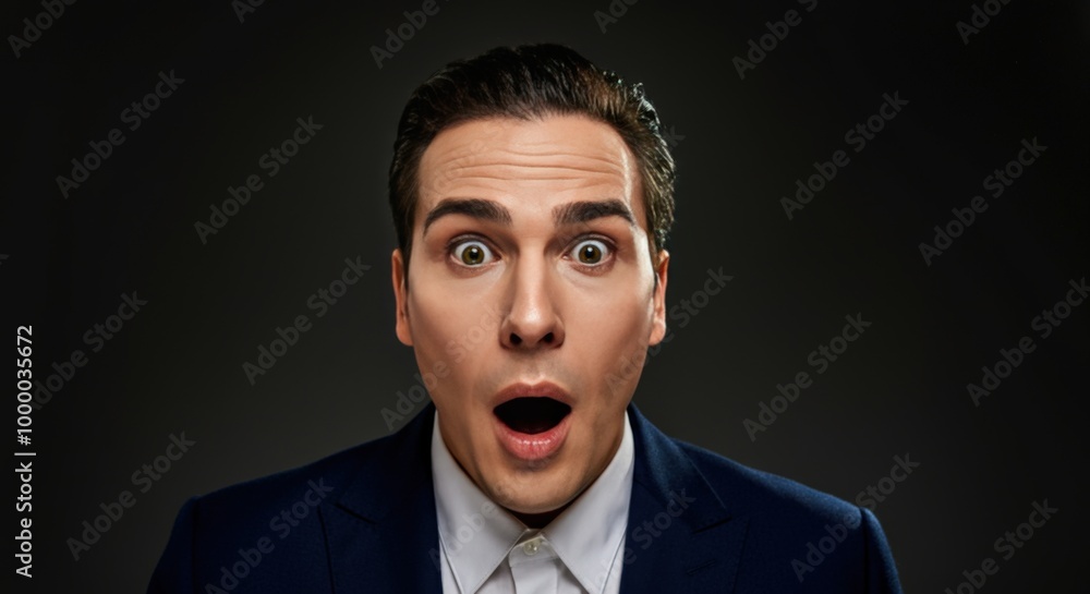 Man with a shocked expression Man with a shocked expression