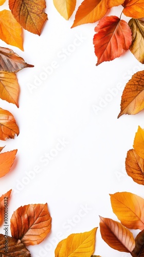 Maple leaves frame white background