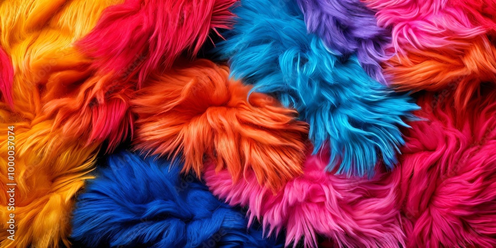 A colorful pile of fur with a rainbow of colors A colorful pile of fur with a rainbow of colors